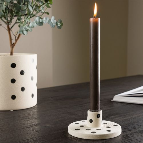 Bougeoir En Céramique "bette" 12cm Blanc et Noir