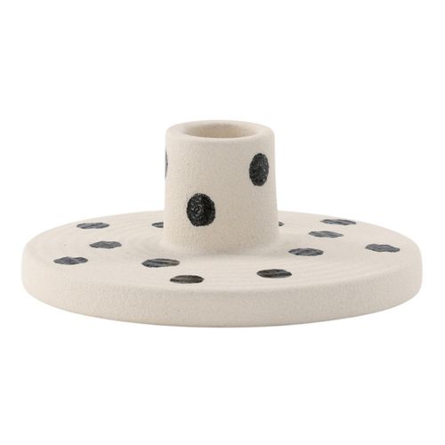Bougeoir En Céramique "bette" 12cm Blanc et Noir