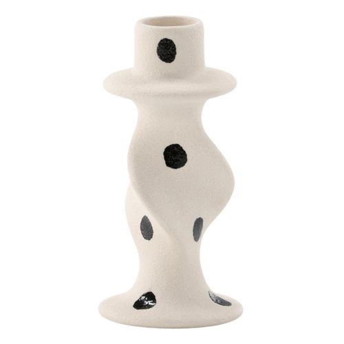 Bougeoir Design En Céramique "glory" 12cm Blanc et Noir