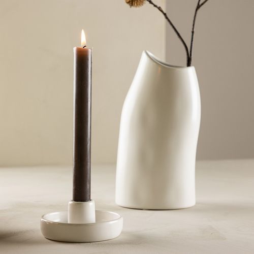 Bougeoir En Céramique "otis" 11cm Blanc