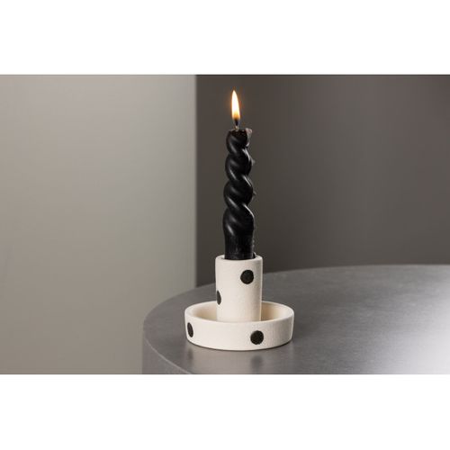 Bougeoir Design En Argile "ceco" 11cm Blanc et Noir