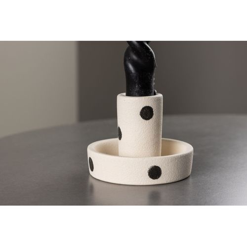 Bougeoir Design En Argile "ceco" 11cm Blanc et Noir