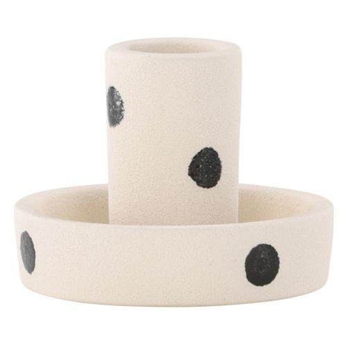 Bougeoir Design En Argile "ceco" 11cm Blanc et Noir