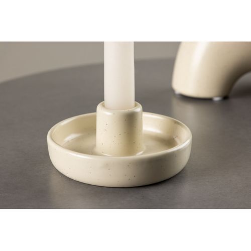 Bougeoir En Céramique "otis" 11cm Beige et Noir