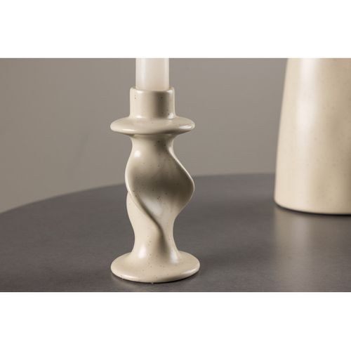 Bougeoir Design En Céramique "glory" 12cm Beige et Noir