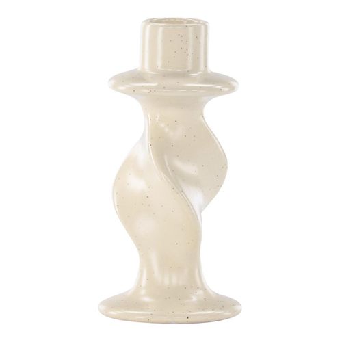 Bougeoir Design En Céramique "glory" 12cm Beige et Noir