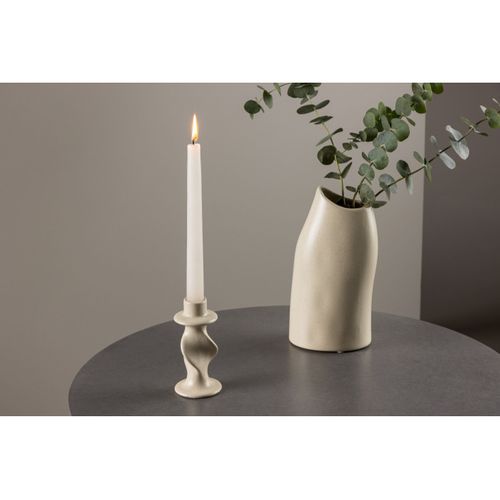 Bougeoir Design En Céramique "glory" 12cm Beige et Noir