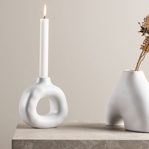 Bougeoir Design En Céramique "judi" 13cm Blanc