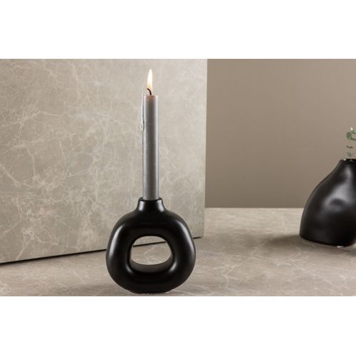 Bougeoir Design En Céramique "judi" 13cm Noir