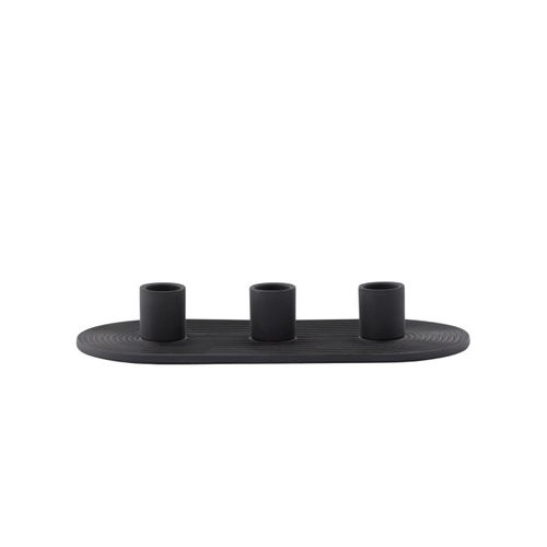 Bougeoir En Argile 3 Bougies "dian" 24cm Noir