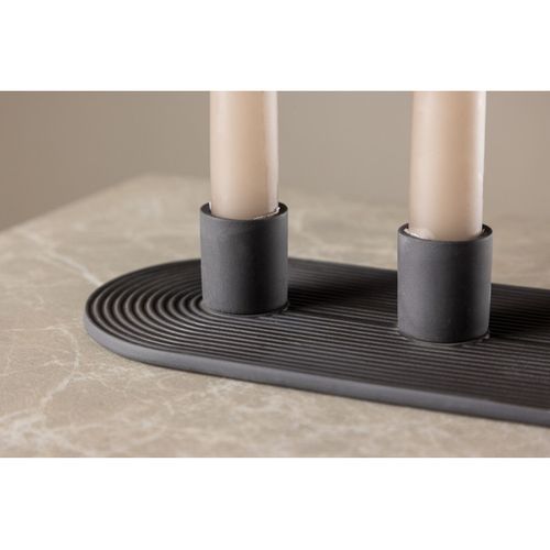 Bougeoir En Argile 3 Bougies "dian" 24cm Noir