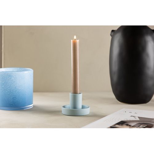 Bougeoir Design En Argile "ceco" 11cm Bleu Clair