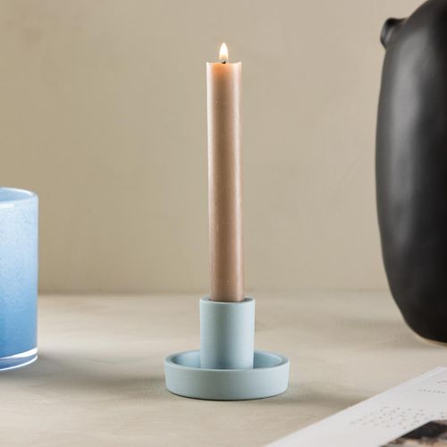 Bougeoir Design En Argile "ceco" 11cm Bleu Clair