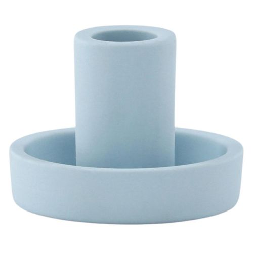 Bougeoir Design En Argile "ceco" 11cm Bleu Clair