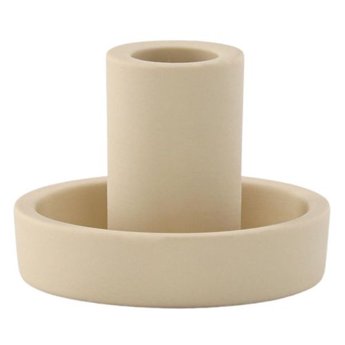 Bougeoir Design En Argile "ceco" 11cm Beige