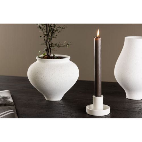 Bougeoir Design En Argile "ceco" 11cm Blanc