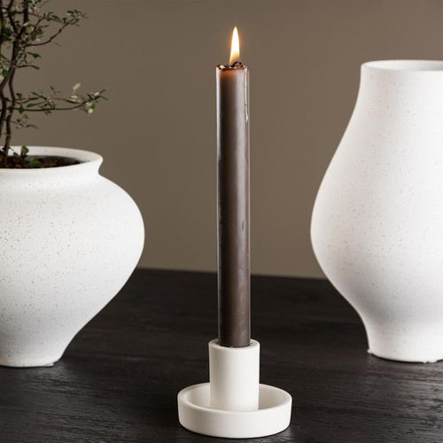 Bougeoir Design En Argile "ceco" 11cm Blanc