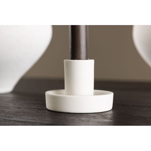 Bougeoir Design En Argile "ceco" 11cm Blanc