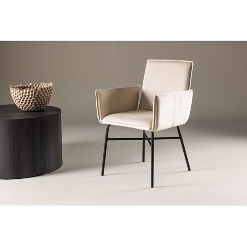 Chaise Design En Velours "petra" 86cm Beige