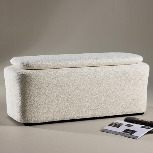 Pouf En Tissu Bouclé "laurel" 110cm Blanc