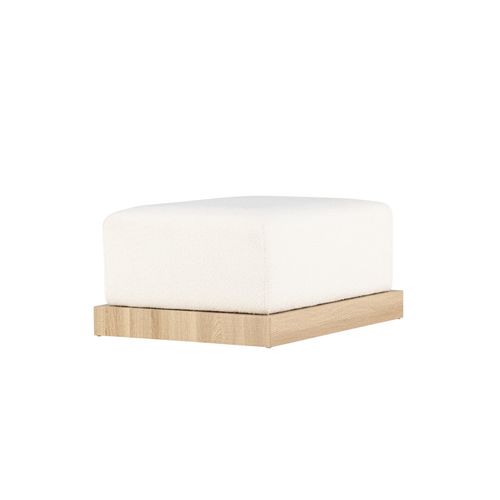 Pouf Design En Tissu Bouclé "ivy" 100cm Blanc et Naturel