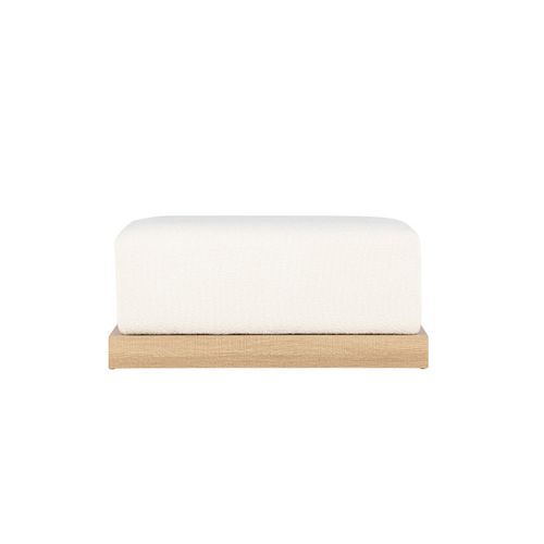 Pouf Design En Tissu Bouclé "ivy" 100cm Blanc et Naturel