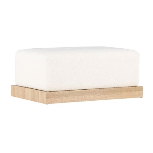 Pouf Design En Tissu Bouclé "ivy" 100cm Blanc et Naturel