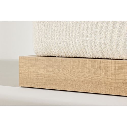 Pouf Design En Tissu Bouclé "ivy" 100cm Blanc et Naturel