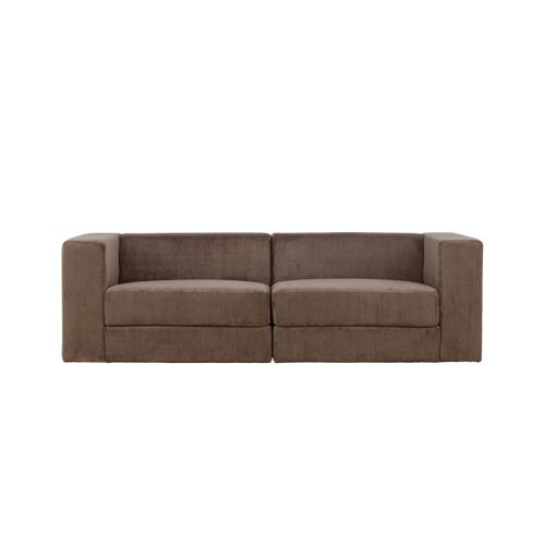 Canapé 3 Places Effet Lin "lumi" 238cm Marron