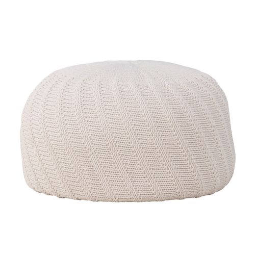 Pouf Rond Design "ted" 45cm Blanc Cassé