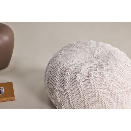 Pouf Rond Design "ted" 45cm Blanc Cassé