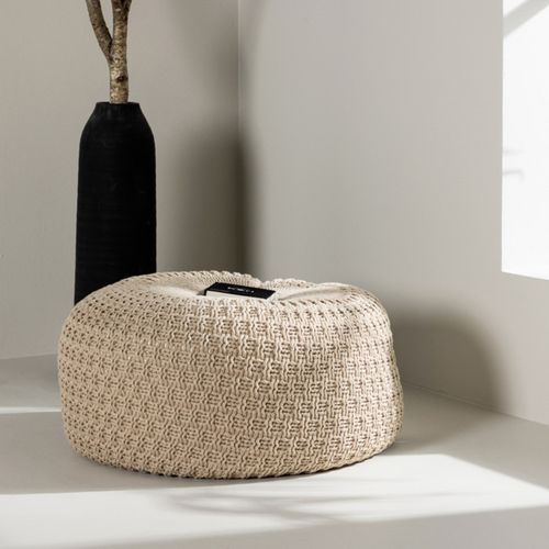 Pouf Effet Crochet "sam" 60cm Beige