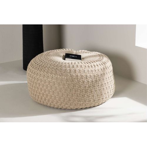 Pouf Effet Crochet "sam" 60cm Beige