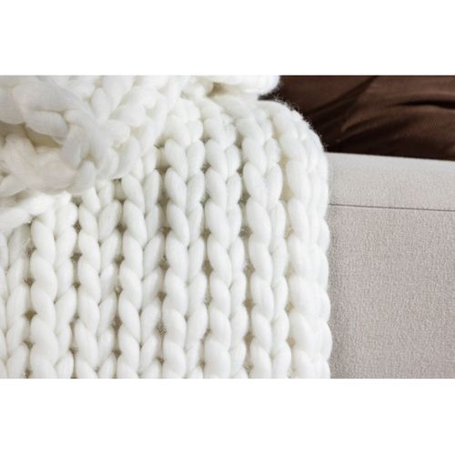 Plaid Tissé Uni "kate" 130x170cm Blanc