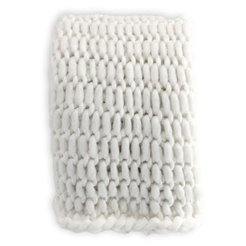 Plaid Tissé Uni "kate" 130x170cm Blanc