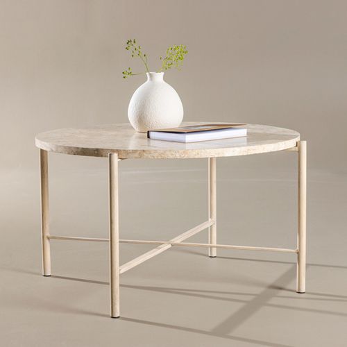 Table Basse En Pierre "sandhamn" 70cm Beige