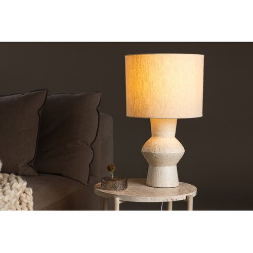 Lampe à Poser En Terre Cuite "valon" 52cm Ivoire