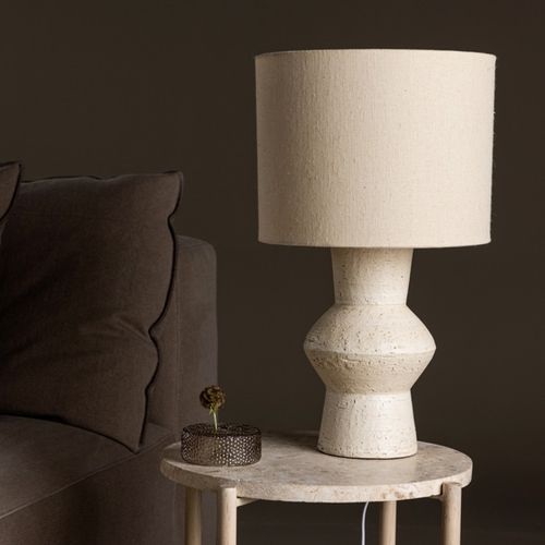 Lampe à Poser En Terre Cuite "valon" 52cm Ivoire