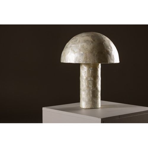Lampe à Poser Design En Capiz "lindon" 48cm Gris Clair