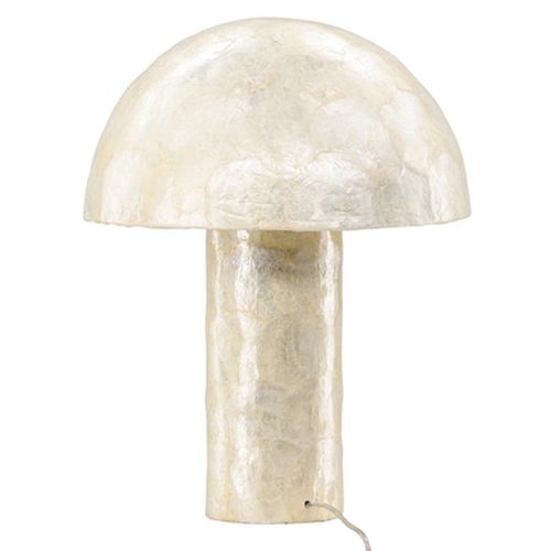 Lampe à Poser Design En Capiz "lindon" 48cm Gris Clair