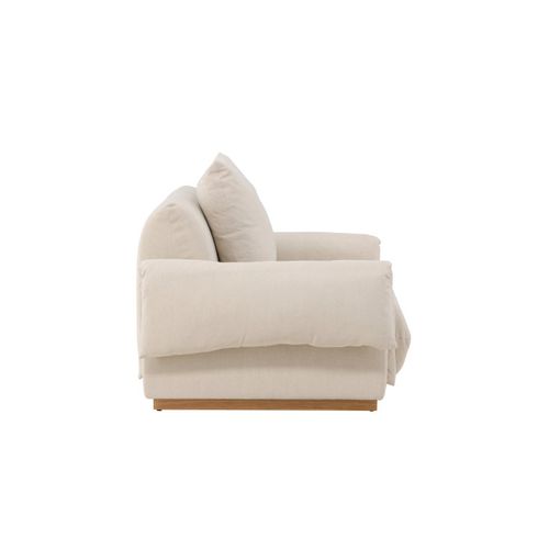 Fauteuil Design Effet Lin "mollosund" 118cm Beige