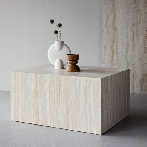 Table Basse Effet Travertin "york" 80cm Beige