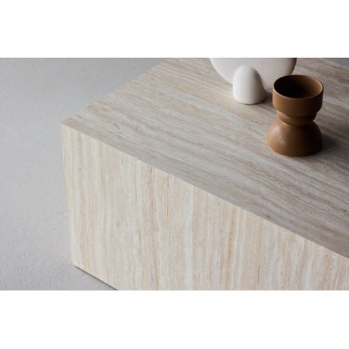 Table Basse Effet Travertin "york" 80cm Beige