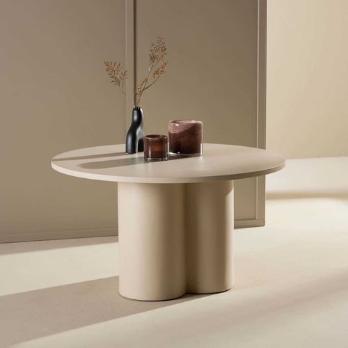 Table Basse Beige Olivia Ronde : ?80 X 45 Cm