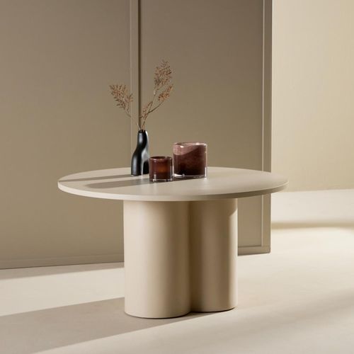 Table Basse Beige Olivia Ronde : ?80 X 45 Cm