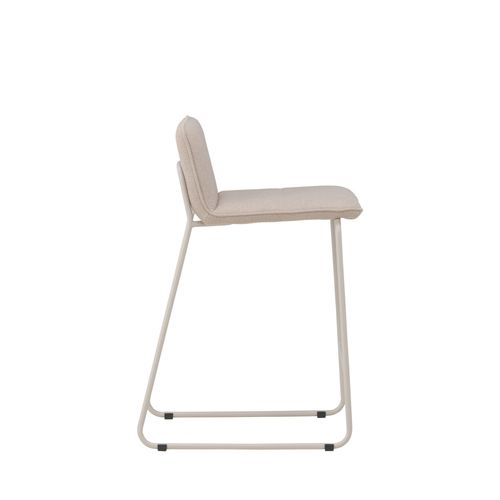 Lot De 2 Tabourets De Bar En Tissu Bouclette Pieds Beiges H65cm