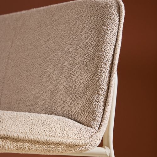 Lot De 2 Tabourets De Bar En Tissu Bouclette Pieds Beiges H65cm