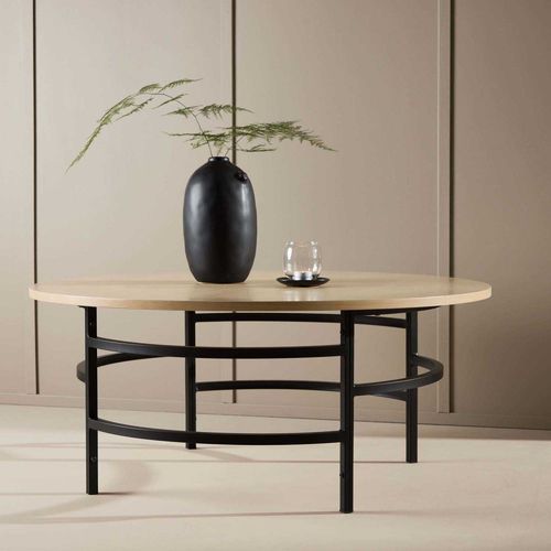 Table Basse Ronde ?100x42,5 Cm Copenhagen Beige, Noir