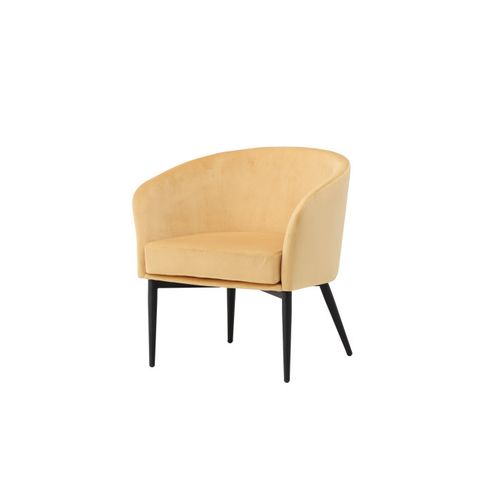 Fauteuil Design En Velours "fluffy" 70cm Jaune