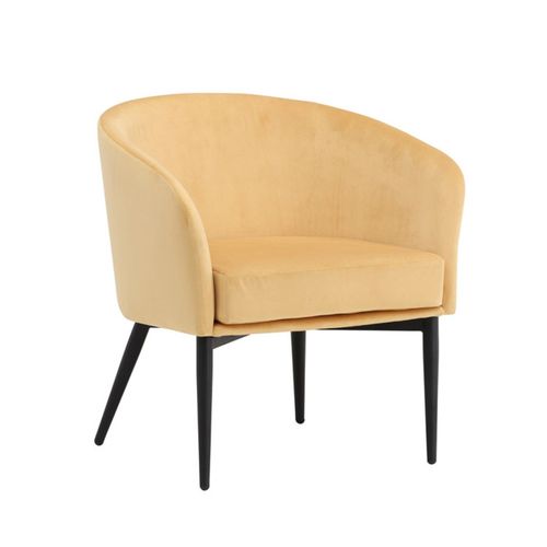 Fauteuil Design En Velours "fluffy" 70cm Jaune